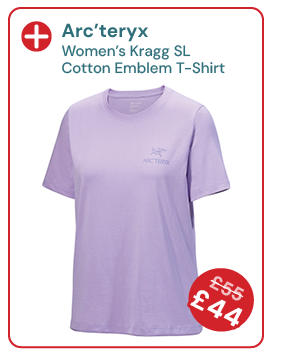 Arc'teryx Women's Kragg SL Cotton Emblem T-Shirt - Mallow. Reduced from £55 to £44.