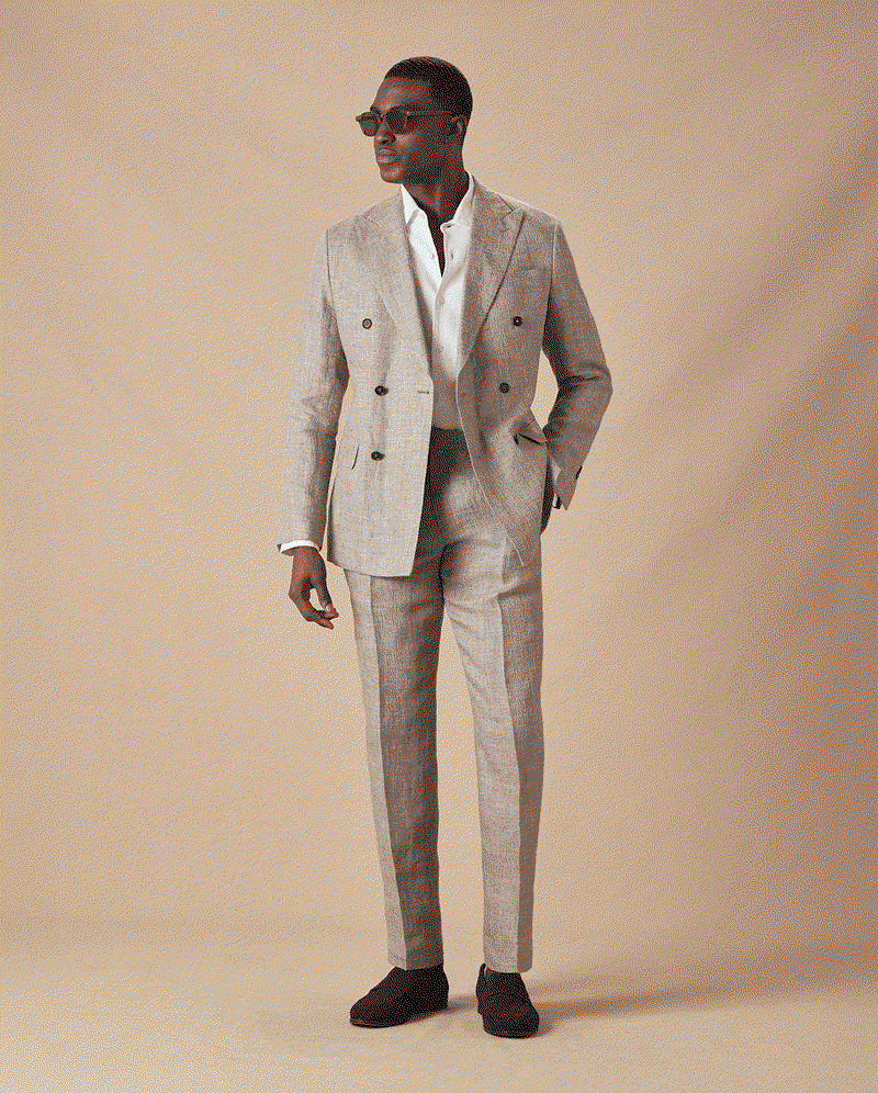 Tailored Fit Brown Mélange 1913 Linen Suit