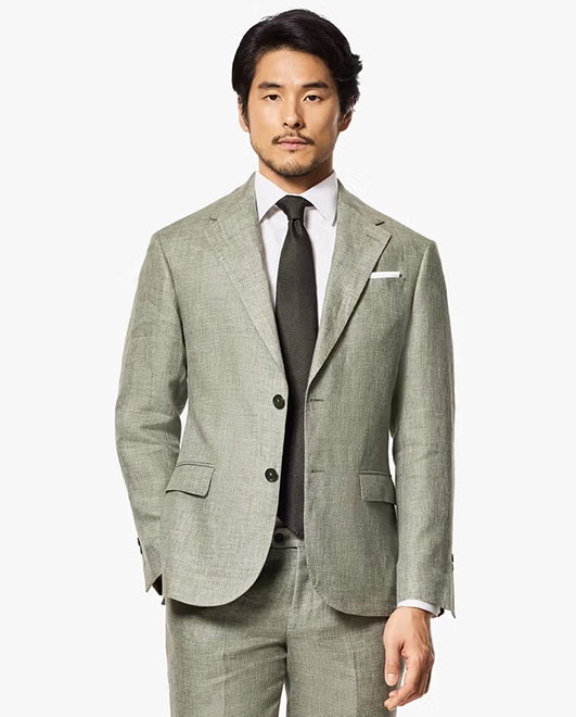 Tailored Fit Green 1913 Mélange Linen Suit