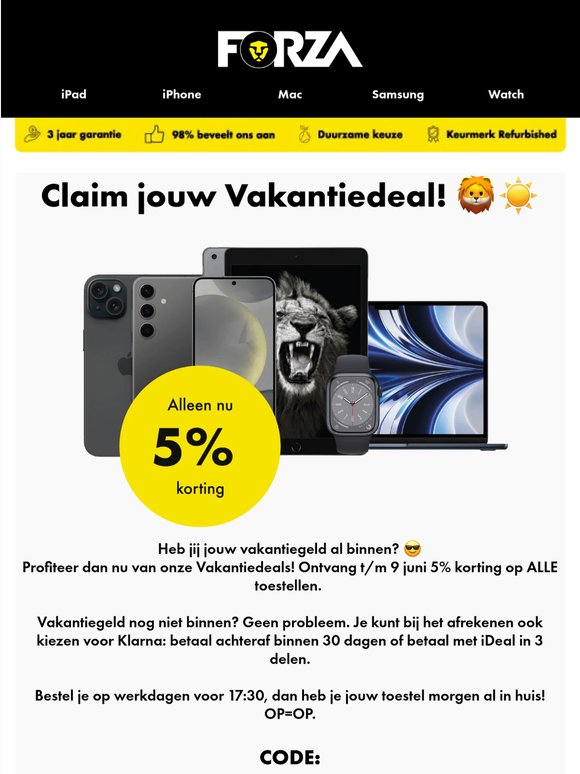 Tot wel € 50 korting tijdens onze Vakantiedeals! 😎
