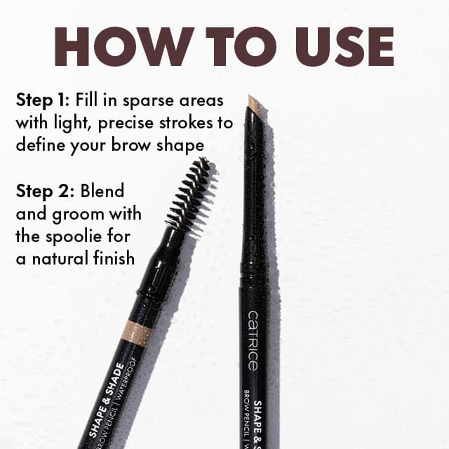 How to use:  Step 1: Fill in sparse areas with light, precise strokes to define your brow shape Step 2: Blend and groom with the spoolie for a natural finish