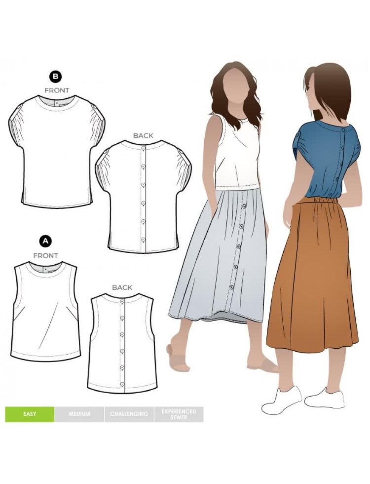 Style Arc Paper Sewing Pattern Bonnie Tops