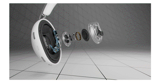 Animated GIF of The 1000X Collexion headphone teardown.