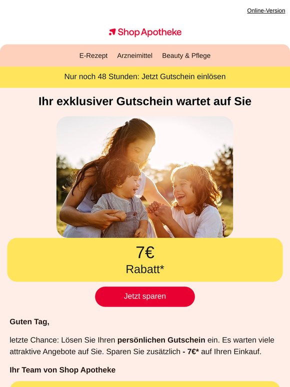 Nur noch 48h: Jetzt 7€ Gutschein einlösen!
