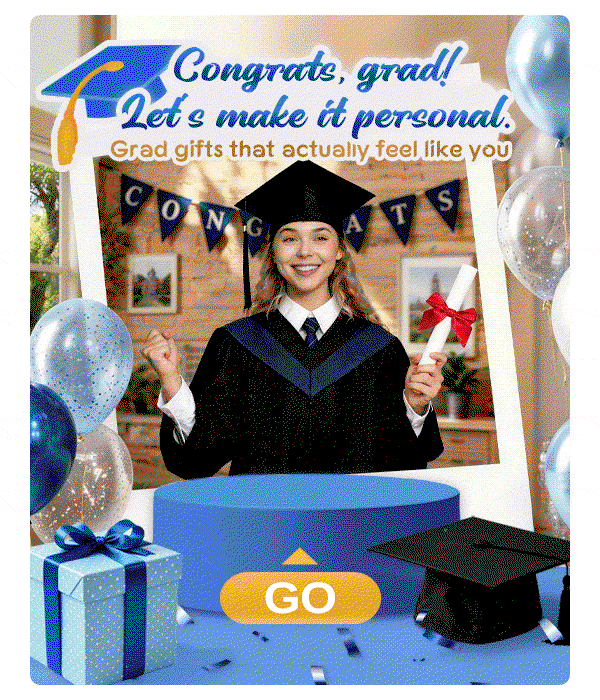 Congrats, grad! Let's make it personal.  Grad gifts that actually feel like you