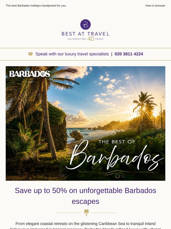 Save up to 50% on your perfect Barbados holiday 🌴✨