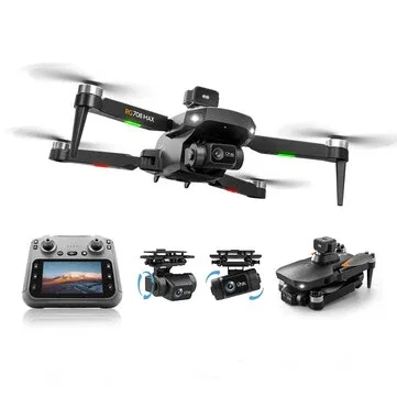 PJC RG708 MAX GPS 5G Repeater Digital FPV with 4.5inch LCD Screen Controller 1080P HD Dual Camera 2-Axis Gimbal 360° Obstacle Avoidance Brushless Foldable RC Drone Quadcopter RTF