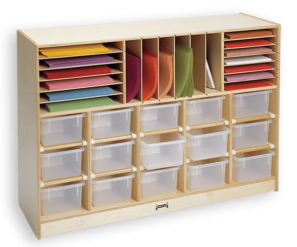 15-Cubbie Sectional Mobile Storage with Clear Trays
