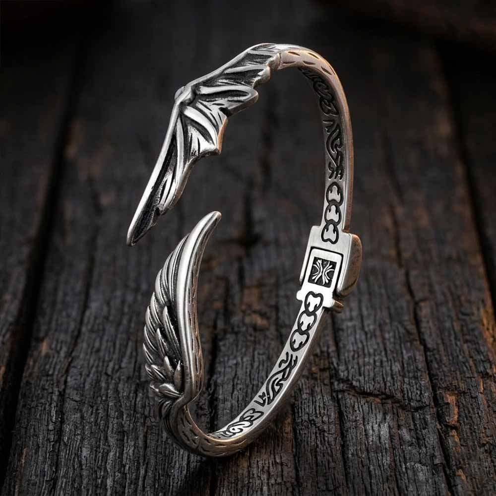Image of Vintage Angel Devil Wings Stainless Steel Cuff Bracelet