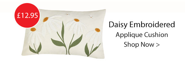 Daisy Embroidered Applique Boudoir Cushion