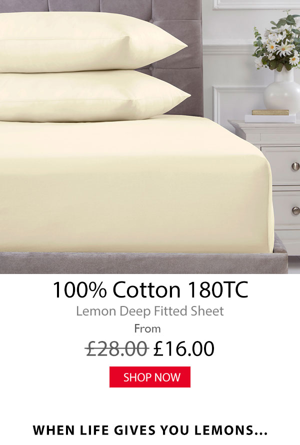 100% Cotton 180TC Lemon Deep Fitted Sheet