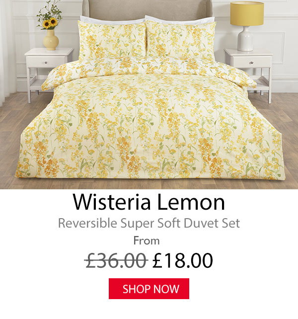 Wisteria Floral Lemon Reversible Super Soft Duvet Set
