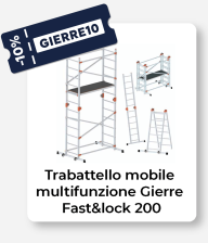 Gierre Fast&lock 200 - Trabattello mobile multifunzione in alluminio - Altezza 3,08 m