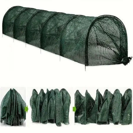 2-in-1 Portable Greenhouse Sun &amp; Heat Protection Garden Tunnel Shade Net with Quick-Release Vegetable Plant Cover (Pack of 1)