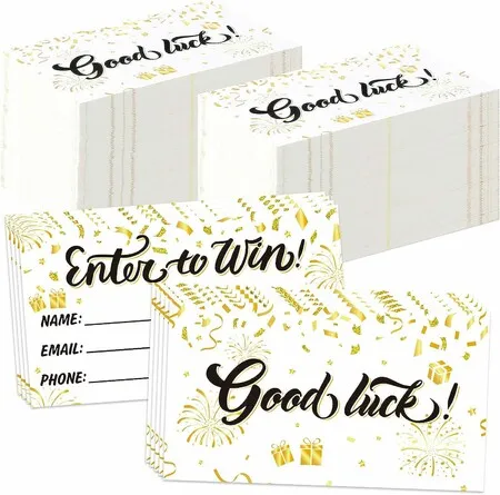 300Pcs Enter to Win Raffle Tickets Cards 5*9cm Golden Sunday Ticket Entry Form Cards for Contest,Auction,Raffles,Ballot with Name Email Phone Number