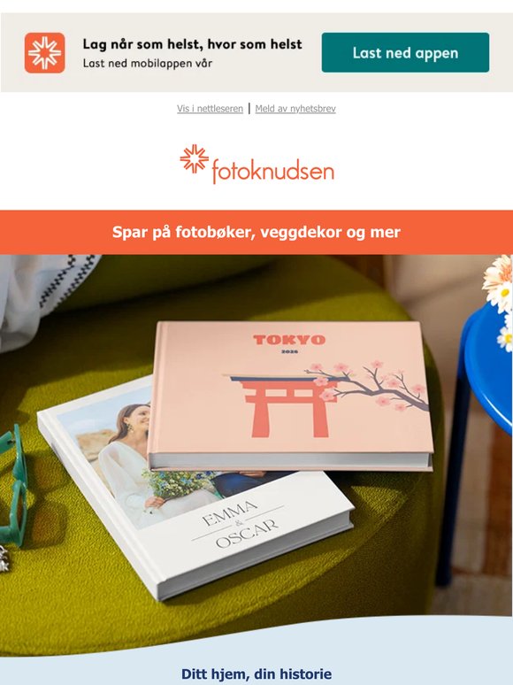 50% rabatt på fotobøker ved ordrer fra kr 550