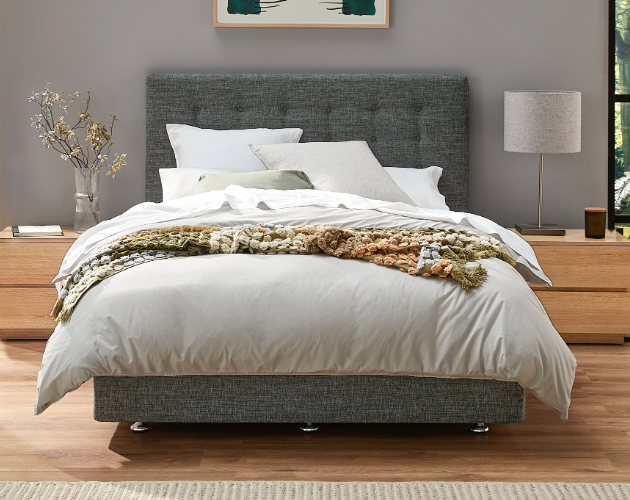 Slumberland Square Buttoned Headboard & Drawer Base bed frame