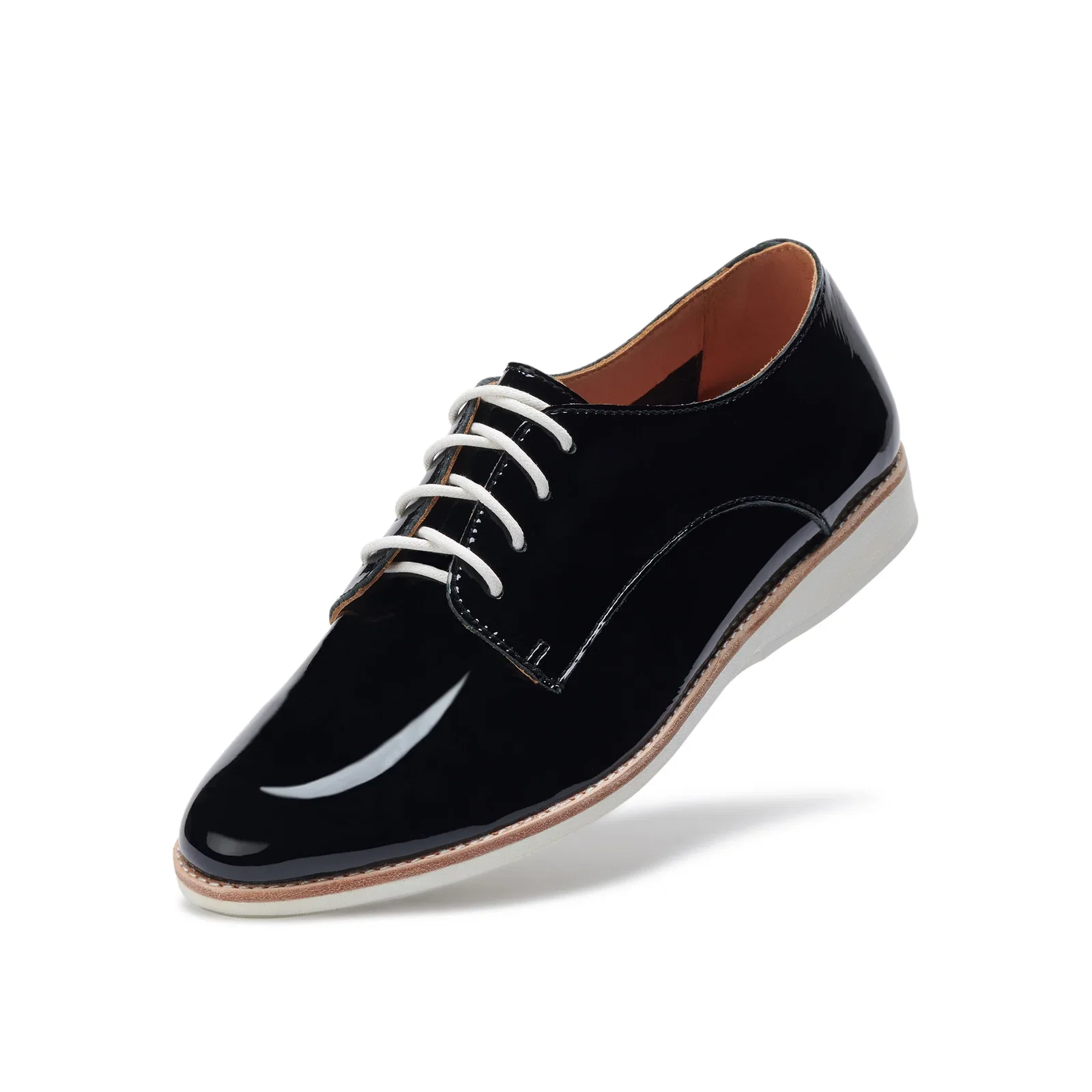 Image of Derby Super Soft Black Patent Crinkle Leather