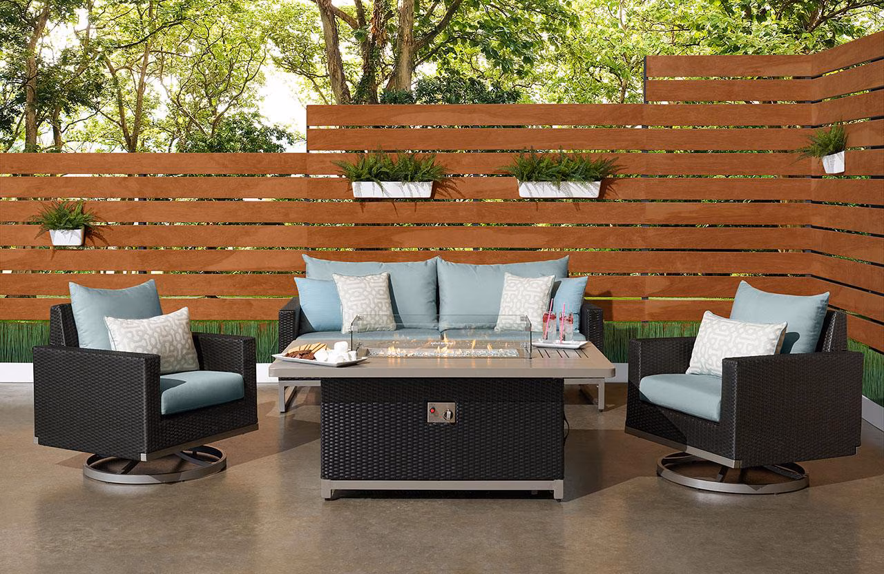 Shop Milo™ Espresso 4 Piece Sunbrella® Outdoor Motion Fire Set