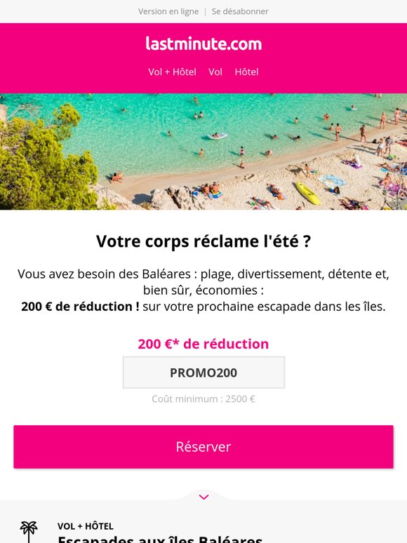Îles Baléares avec 200 € de réduction.