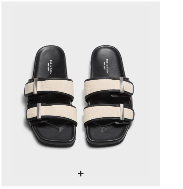 Shop Rue Canvas-Trimmed Leather Slide
