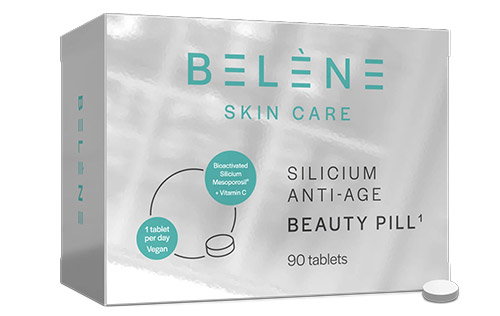 BELÈNE Skin Care Silicium Anti‑Age Beauty Pill box, 90 vegan tablets — bioactivated silicium mesoporous with vitamin C