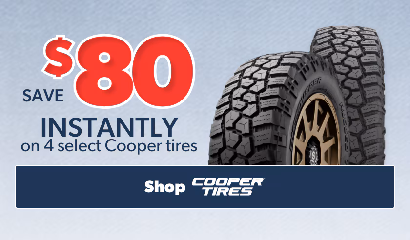 Memorial Day Savings: Buy 4 Select Cooper Tires, Save $80 Instantly