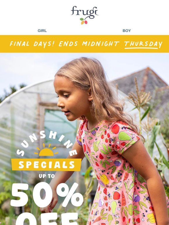 Up to 50% off: Ends Midnight Thursday...