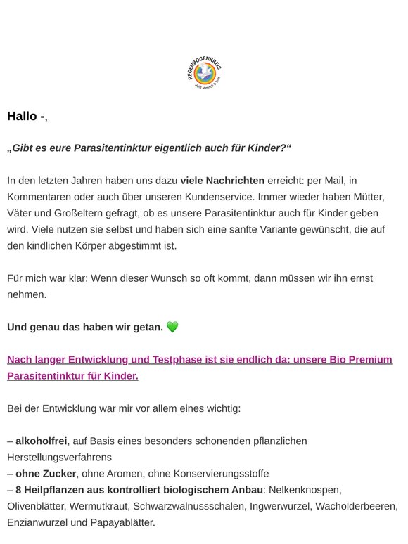 Endlich da: Bio Parasitentinktur für Kinder
