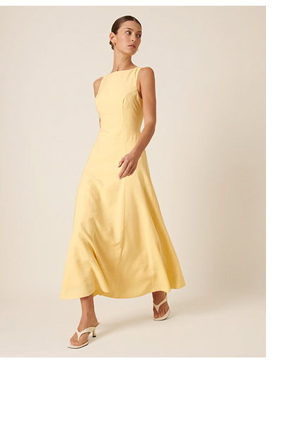 Butter Yellow Reign Midi Dress 