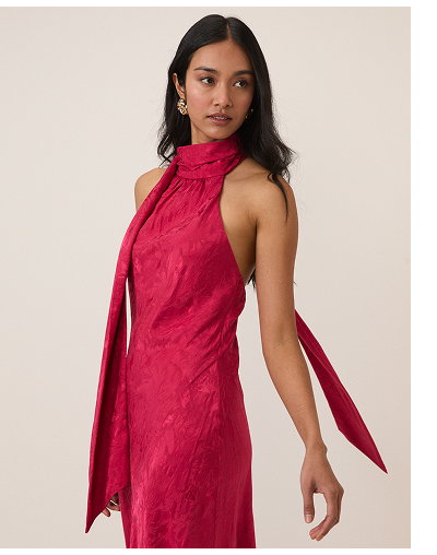 Pink Floral Jacquard Fifi Maxi Dress