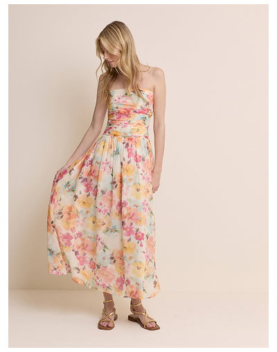 Pink Floral Bandeau Alice Midi Dress