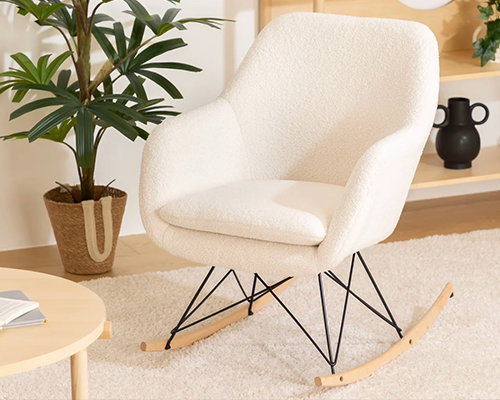 Fauteuil Bouclette Rocking-chair 'Olmeto' Blanc de Atmosphera