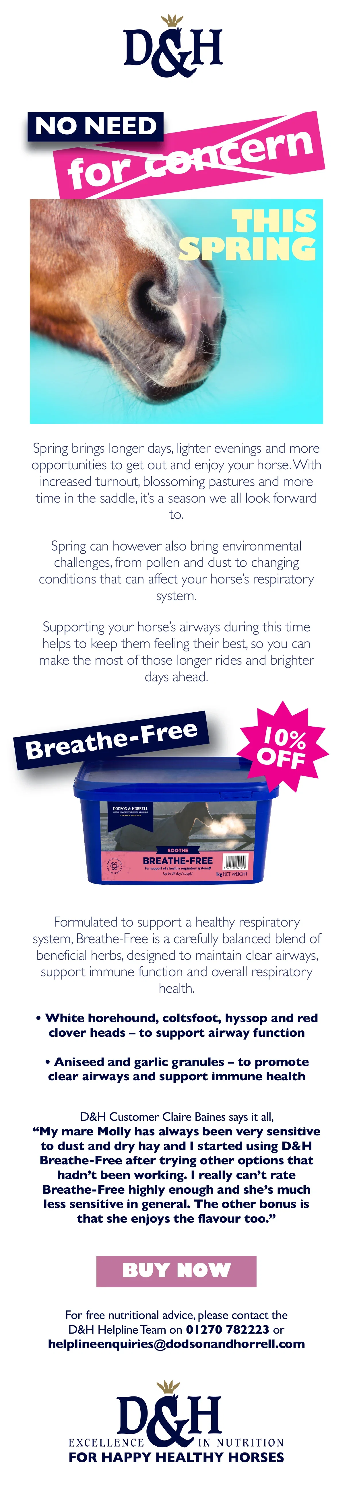 Save 10% off Dodson & Horrell Breathe Free