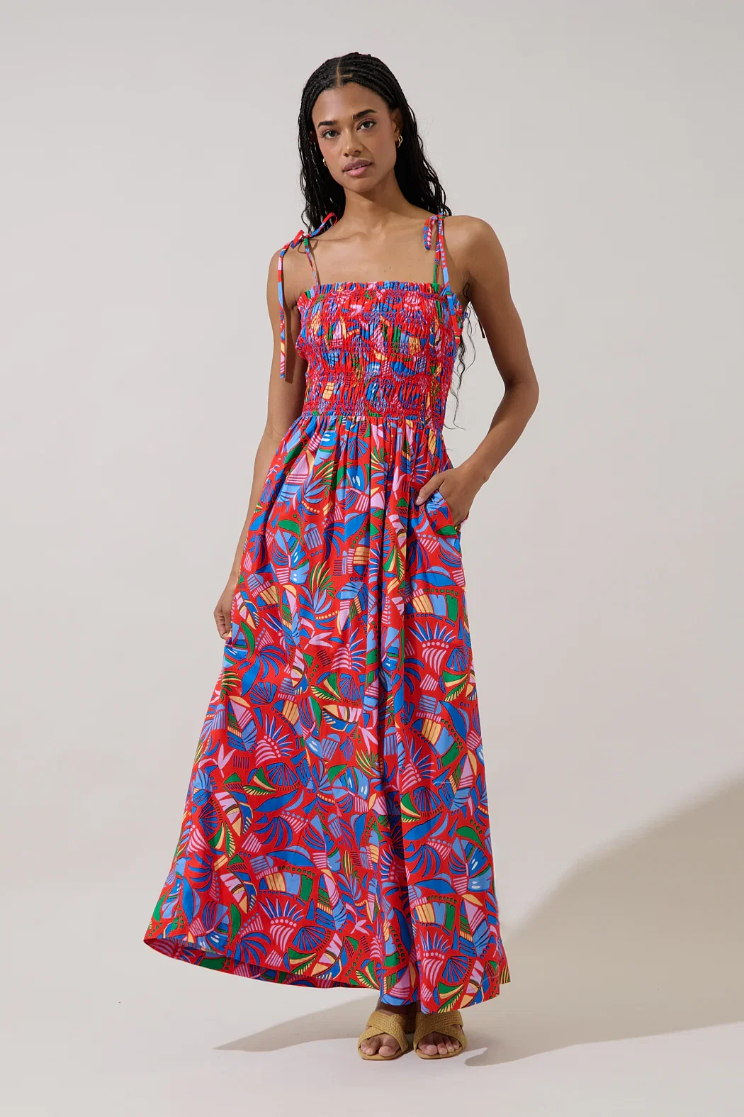 Image of Juciel Smocked Maxi Dress Tropical