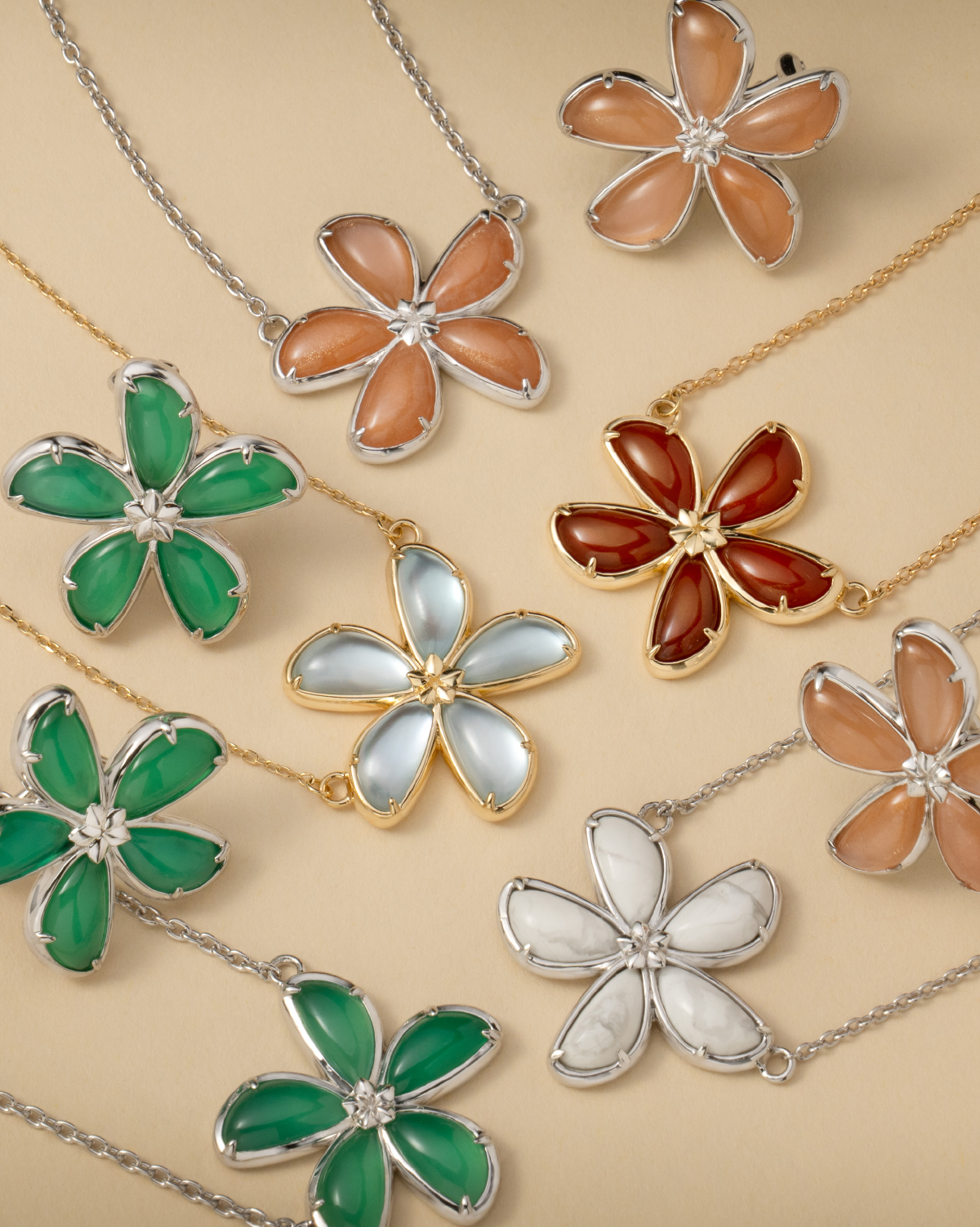 18K Gold and Sterling Silver Flowers Drop