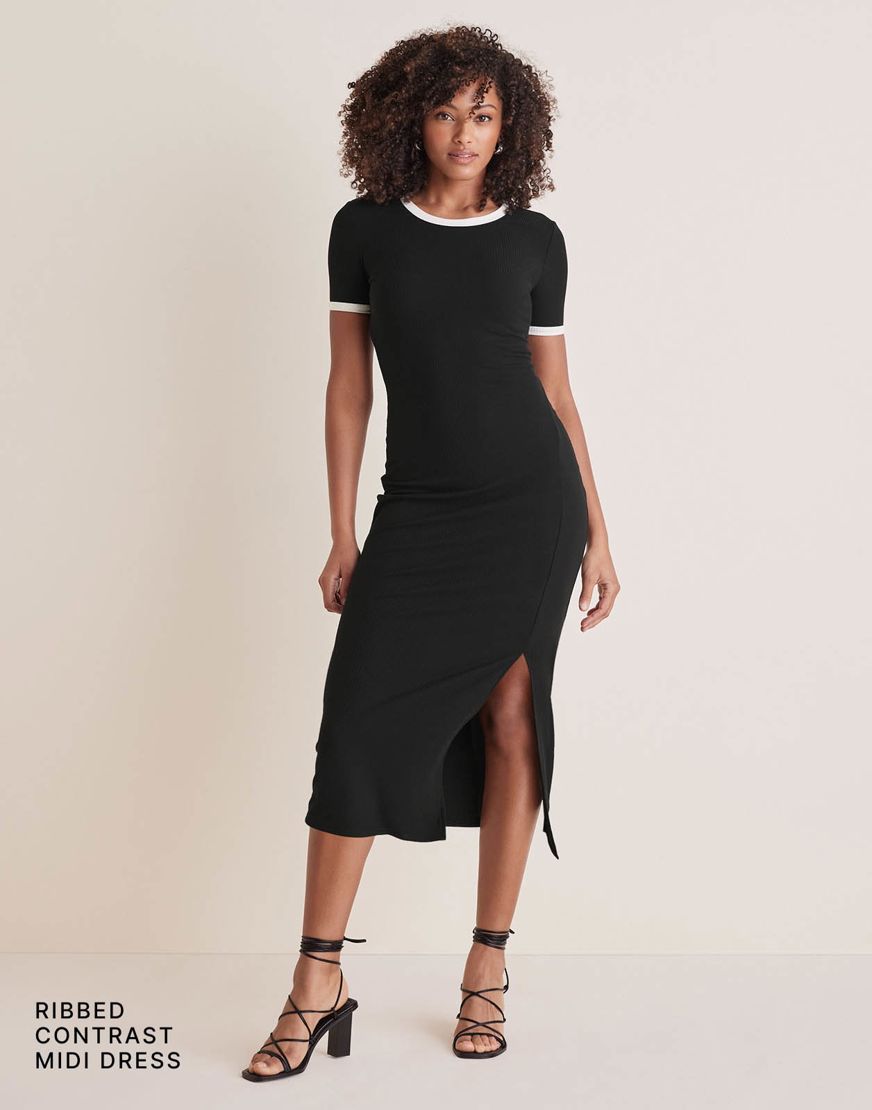 Ribbed Contrast Midi Dress