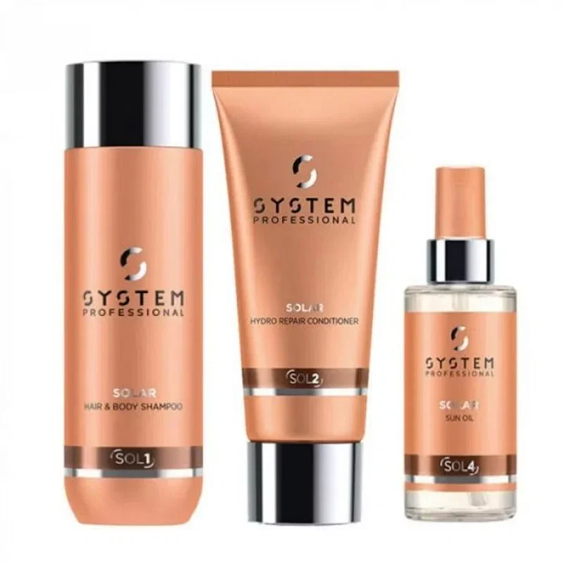 Image of Kit wella system professional solar kit - shampoo solar 250 ml - conditioner solar 200 ml e sun oil 30 ml