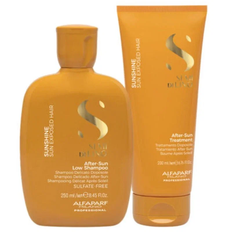 Image of Alfaparf semi di lino sunshine after sun low shampoo 250 ml e sun treatment 200 ml - trattamento capelli doposole