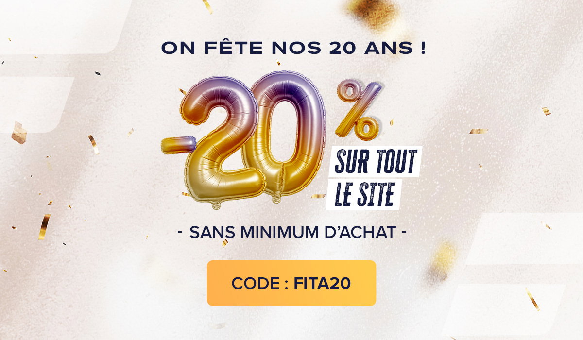 Fitadium fête ses 20 ans ! Pour l'occasion : -20% sur tout le site !