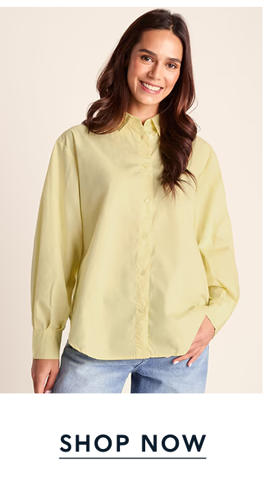 Marnie Womens 100% Cotton Oversized Shirt - Butter Yellow