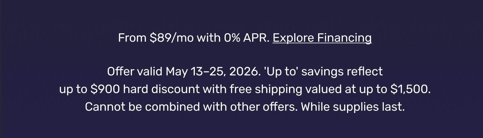 Memorial Day Sale ends May 25. Up to $2,400 off saunas & cold plunges + free shipping ($1,500 value). From $89/mo with 0% APR.  Explore Financing | Memorial Day Sale valid May 13–25, 2026. ‘Up to’ savings reflect up to $900 hard discount + free shipping valued at up to $1,500 (total up to $2,400 off). Cannot be combined with other offers. While supplies last.