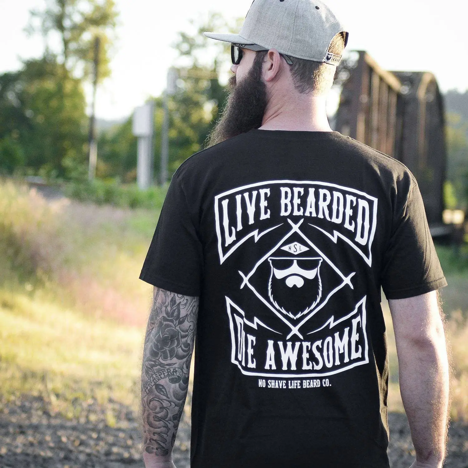 Image of No Shave Life's Live Bearded Die Awesome Men's T-Shirt