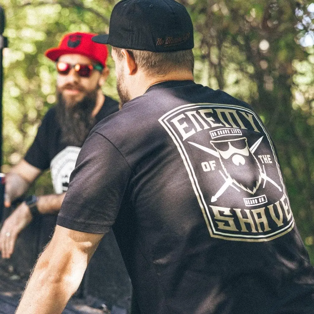 Image of Enemy of the Shave Black Men's T-Shirt + FREE Matching "Enemy of the Shave" Beard Apron