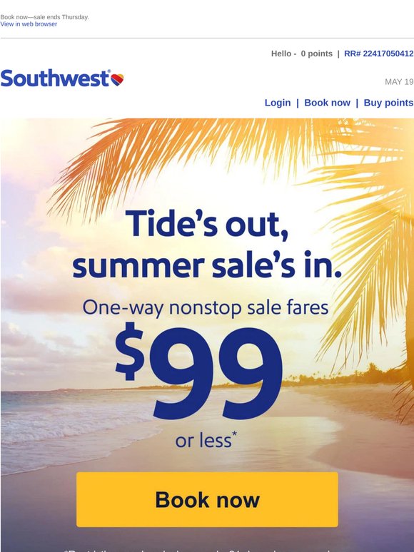 Summer sale fares for $99 or less!