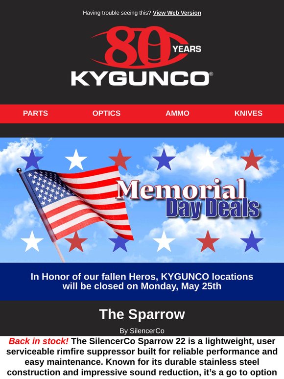 Celebrate with Big Memorial Day Deals at KYGUNCO!