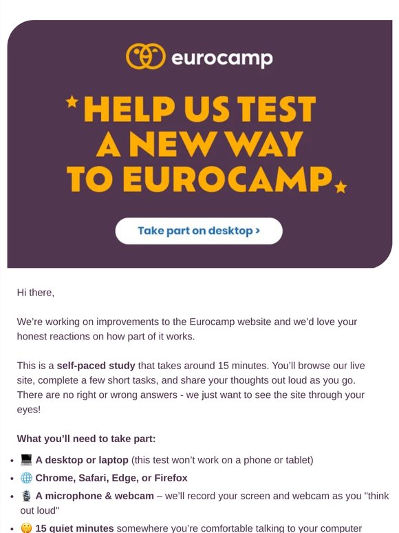 What do you think of this new way to Eurocamp?