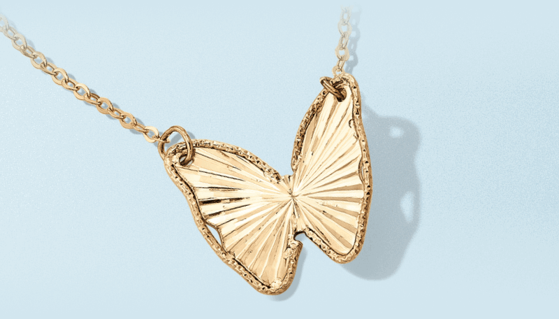 Yellow gold butterfly necklace.