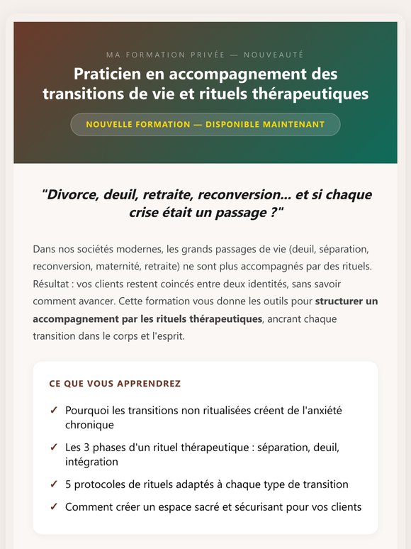 Nouvelle formation : accompagner les grandes transitions de vie par les rituels