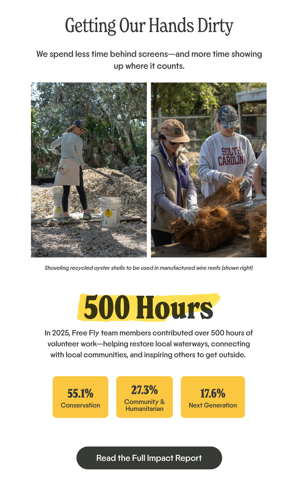 Getting Our Hands Dirty  We spend less time behind screens—and more time showing up where it counts. Read the Full Impact Report.